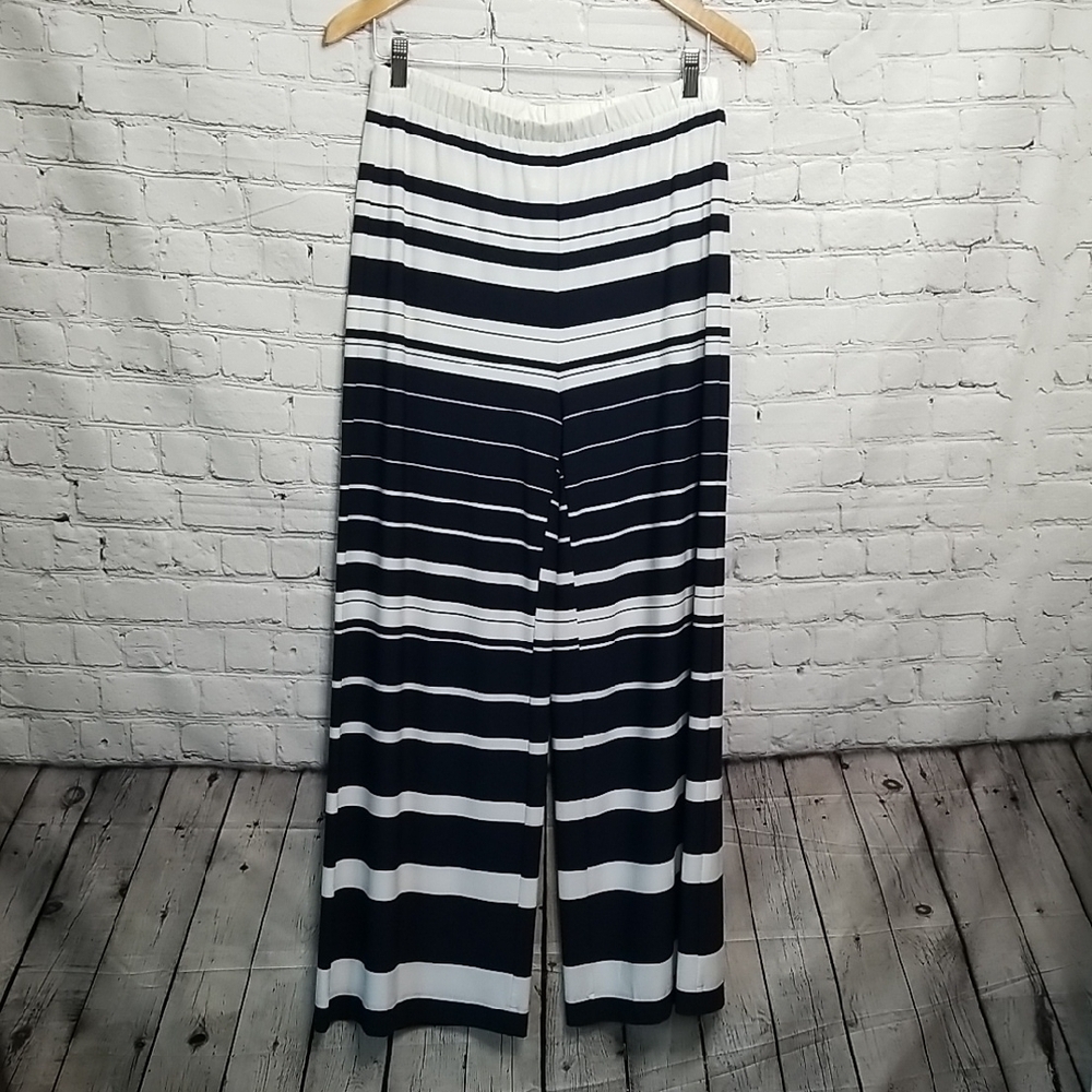 Chico's Black White Stripe Palazzo Pants Size 1